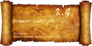 Kummer Győző névjegykártya